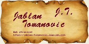 Jablan Tomanović vizit kartica
